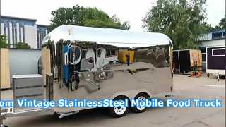 Trailer Makanan Seluler Stainless Steel Vintage Kustom Bar Kopi Trailer Katering Makanan Cepat Saji Es Krim