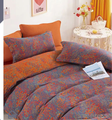 Orange &amp; Grey 100% Washed Cotton Preshrunk Jacquard Set Tempat Tidur