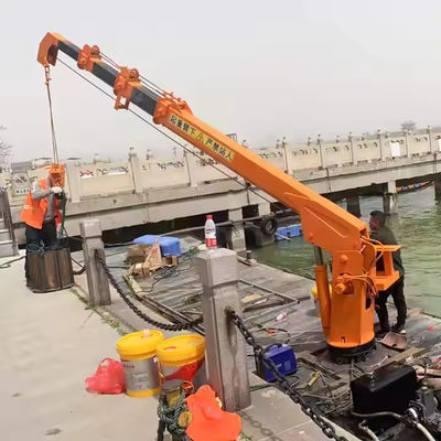 XDEM Kran terapung Telescopic Boom Crane Hydraulic Fixed untuk Kapal dan Kapal Perikanan dari dermaga
