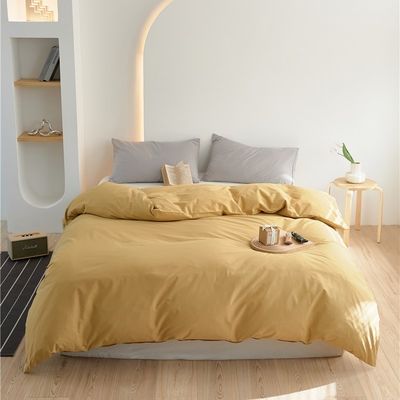 Kuning 100% Katun Selimut Tutup Selimut Set Bantal Kasus Fitted Sheet