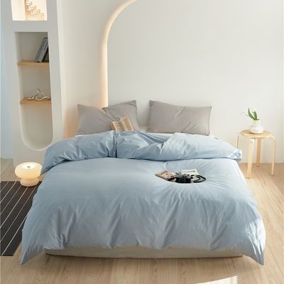 Soft Natural Light Blue 100% Pure Long Staple Cotton Cover Bed Set