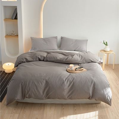 Warna abu-abu terang 100% murni katun panjang tutup selimut tempat tidur Set pakaian tidur