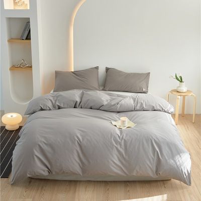 Warna abu-abu terang 100% kapas Tutup Selimut Set Selimut Kain