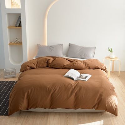 Modern Brown Pure Cotton Duvet Cover Set Pakaian Tempat Tidur Kasus Bantal Ketahanan Tinggi