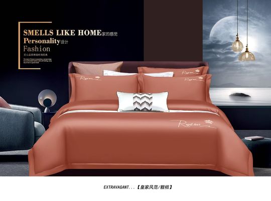 Massive Coral Egyptian Cotton Fitted Sheet Bed Linen Sets Ukuran yang Disesuaikan