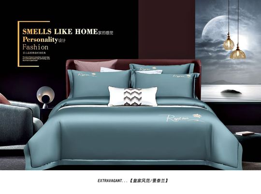 Katun Mesir Ukiran Solid Bordir Selimut Tutup Tempat Tidur Set Rumah Tekstil