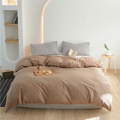Solid Beige 100% Natural Cotton Cover Selimut Set Selimut Ukuran Disesuaikan
