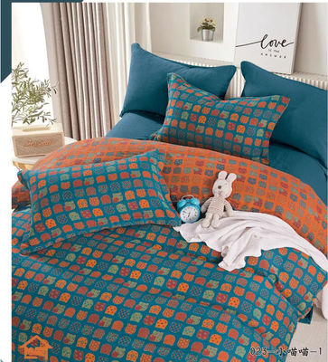 Oranyeu Biru Desain Fashion Jacquard Set Katun Katun Tutup Selimut