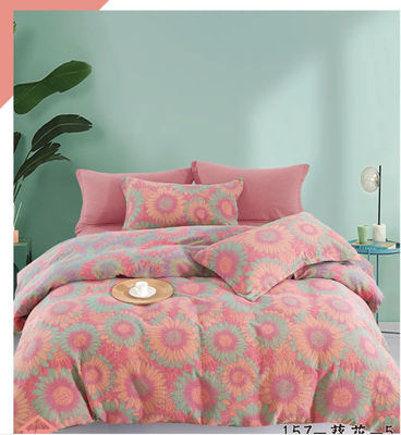 Set tempat tidur kain katun berwarna-warni Jacquard Cuci Set Penutup Selimut Selimut