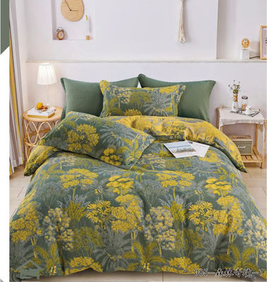 100% Cuci Combed Cotton Warna Tenun Selimut Set Selimut Tutup Bantal Kasus Fitted Sheet