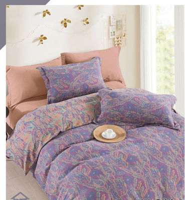 100% Cuci Combed Cotton Warna Tenun Eropa Jacquard Duvet Cover Selimut