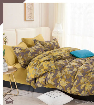 100% Cuci Kotak Warna Tenun Double Jacquard Set Tempat Tidur