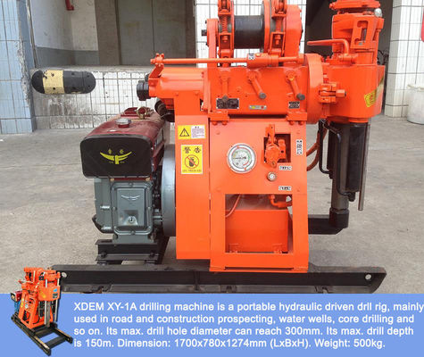 Portable XY-1A-4H Geological Exploration Drilling Rig 150m Hydraulic Feed Rock Coring Machine Integrated Diesel Engine Mud Pump Untuk Survei Pembangunan Gunung & Dataran