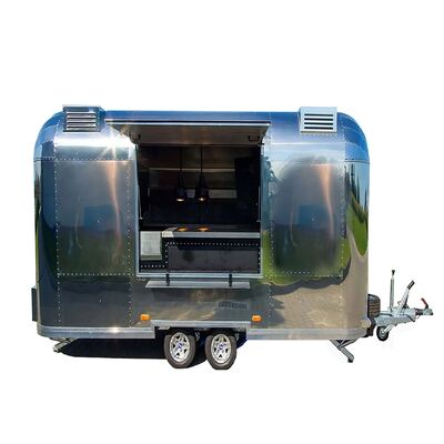 Trailer Makanan Seluler Stainless Steel Vintage Kustom Bar Kopi Trailer Katering Makanan Cepat Saji Es Krim